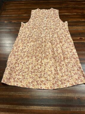 Faherty Sleeveless Floral linen Shift Dress - Blush Pink and orange medium